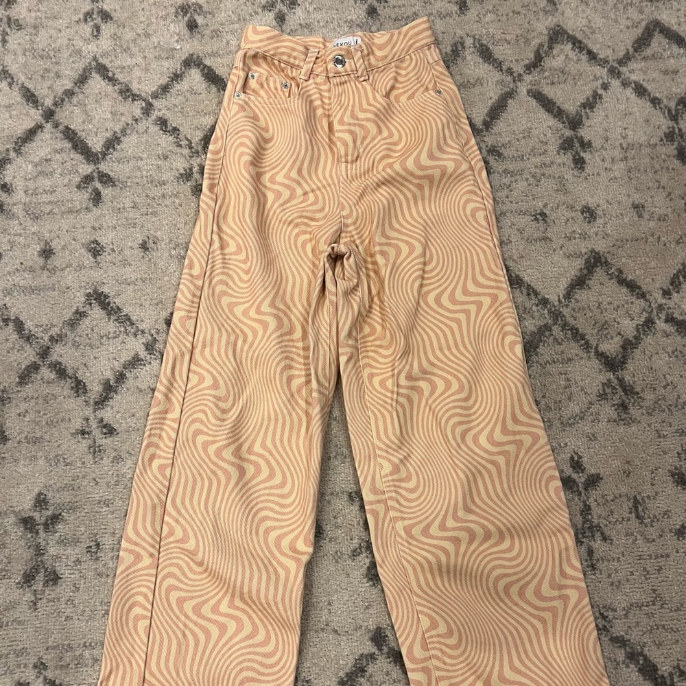 Shekou Pink & Yellow Swirl Jeans
